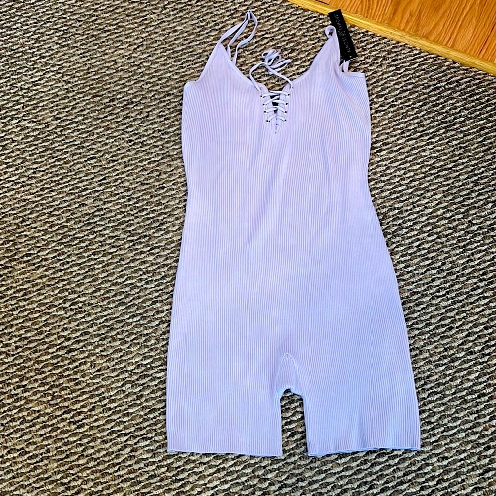 Almost famous NWT ribbed lilac romper size 1x